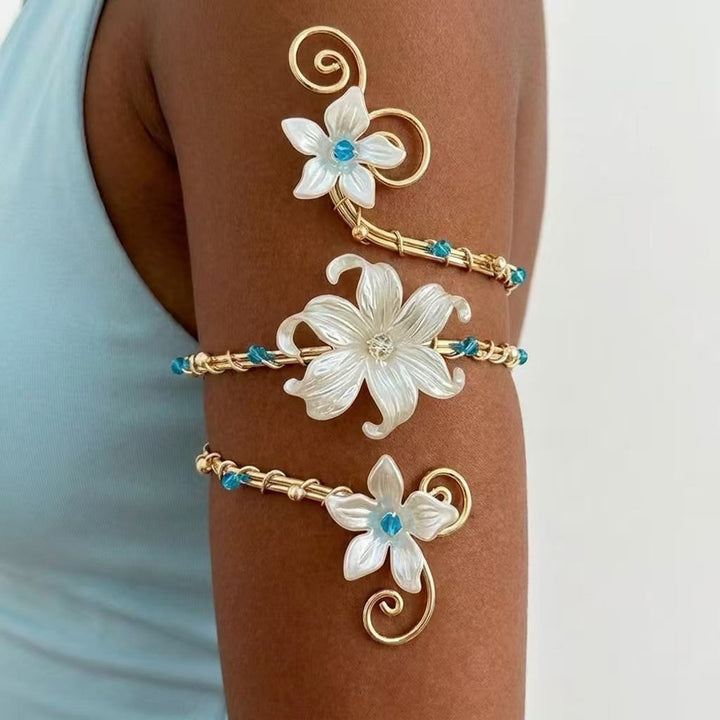 Bracciale con boccioli di perle e fiori eterei e spirali artistiche - Stile n. 8 - image 17