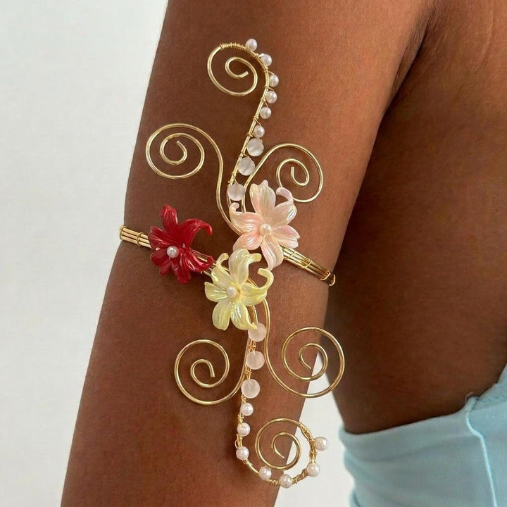 Bracciale con boccioli di perle e fiori eterei e spirali artistiche - Stile n. 10 - image 19