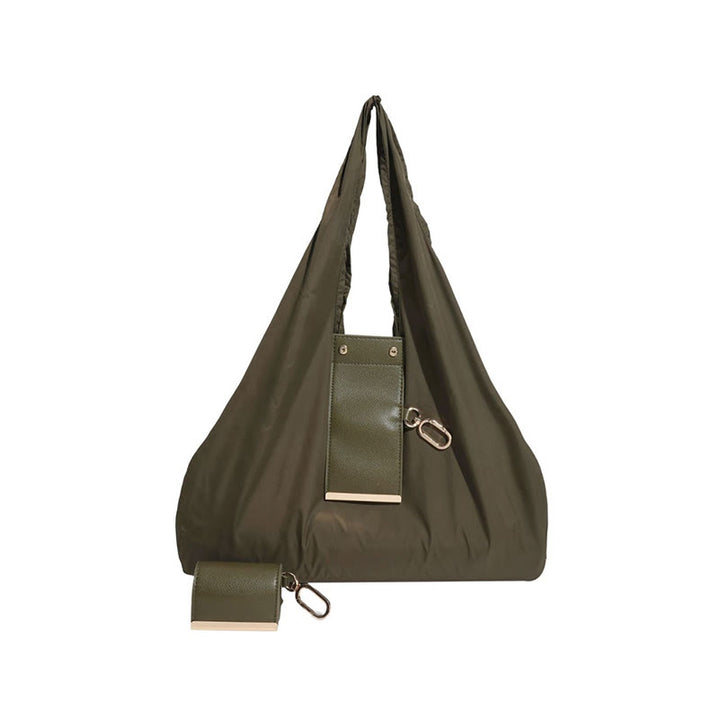 Portachiavi pieghevole in nylon a tracolla con dettagli in pelle - Verde militare - Piccolo - image 14