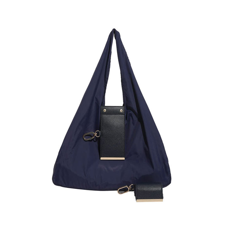 Portachiavi pieghevole in nylon a tracolla con dettagli in pelle - Blu scuro - Piccolo - image 22