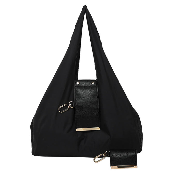 Portachiavi pieghevole in nylon a tracolla con dettagli in pelle - Nero - Grande - image 24