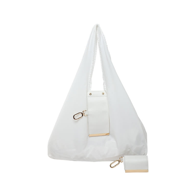Portachiavi pieghevole in nylon a tracolla con dettagli in pelle - Bianco - Piccolo - image 10