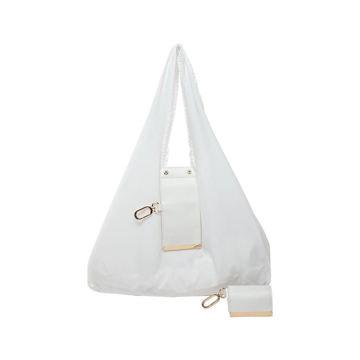 Portachiavi pieghevole in nylon a tracolla con dettagli in pelle - Bianco - Piccolo - image 10