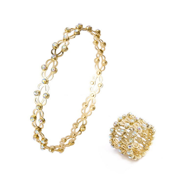 Anello magico convertibile con strass e bracciale pieghevole - Oro - image 9