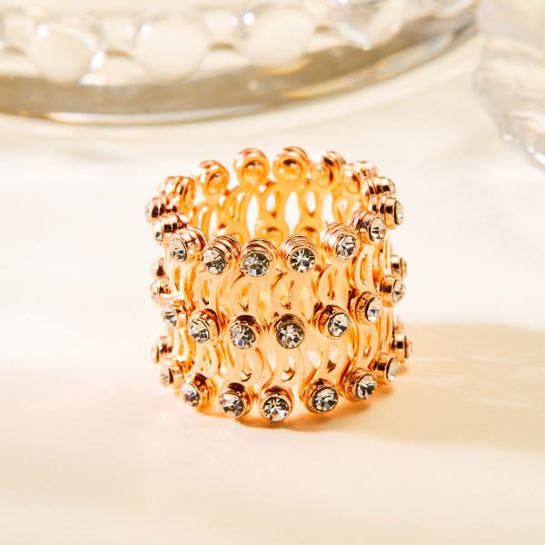 Anello magico convertibile con strass e bracciale pieghevole - Oro e bianco - image 13