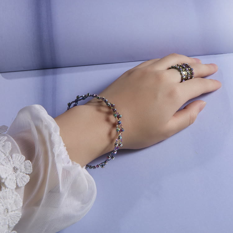 Anello magico convertibile con strass e bracciale pieghevole - image 7