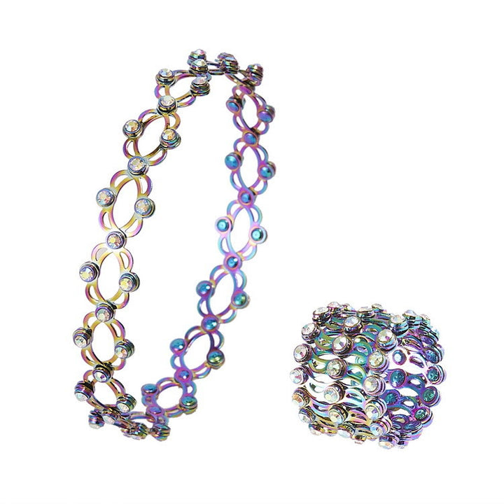 Anello magico convertibile con strass e bracciale pieghevole - Multicolore - image 6