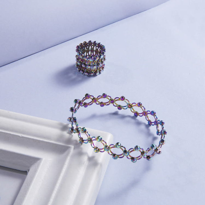 Anello magico convertibile con strass e bracciale pieghevole - image 8