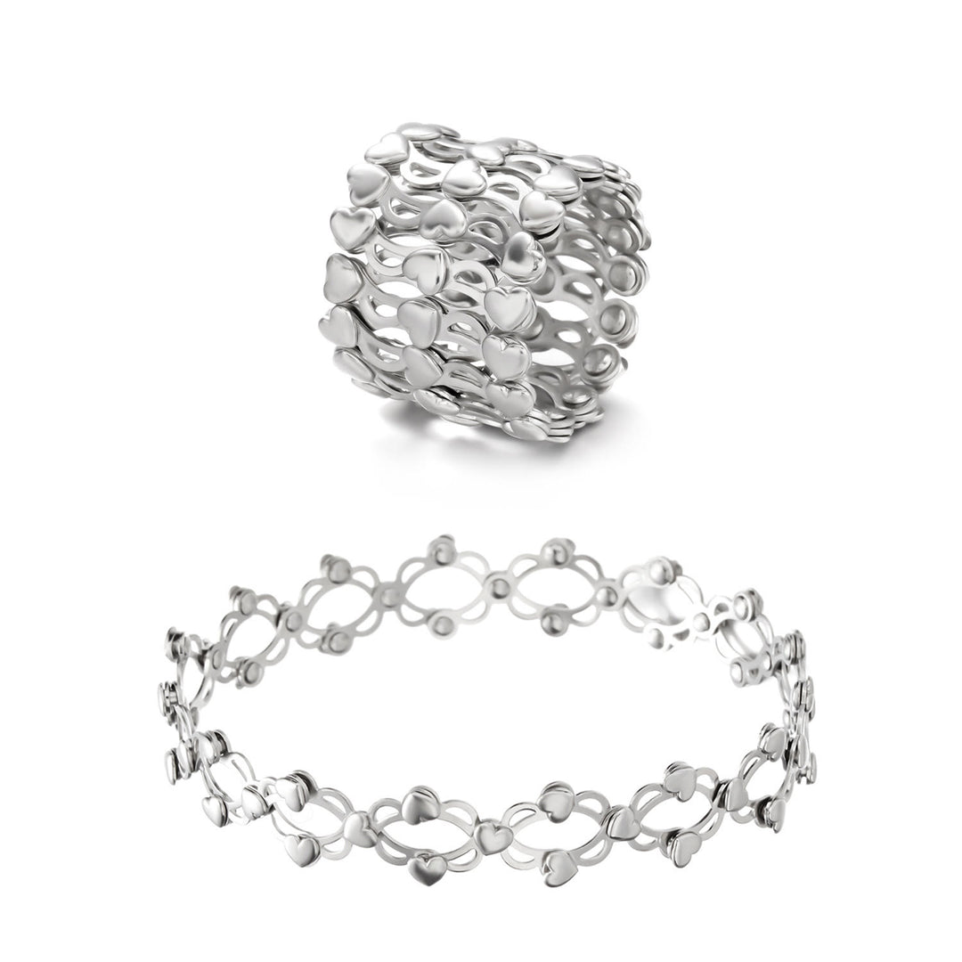 Anello magico convertibile con strass e bracciale pieghevole - Cuore d'argento - image 11