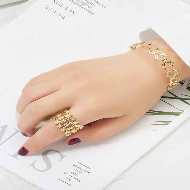 Anello magico convertibile con strass e bracciale pieghevole - image 1
