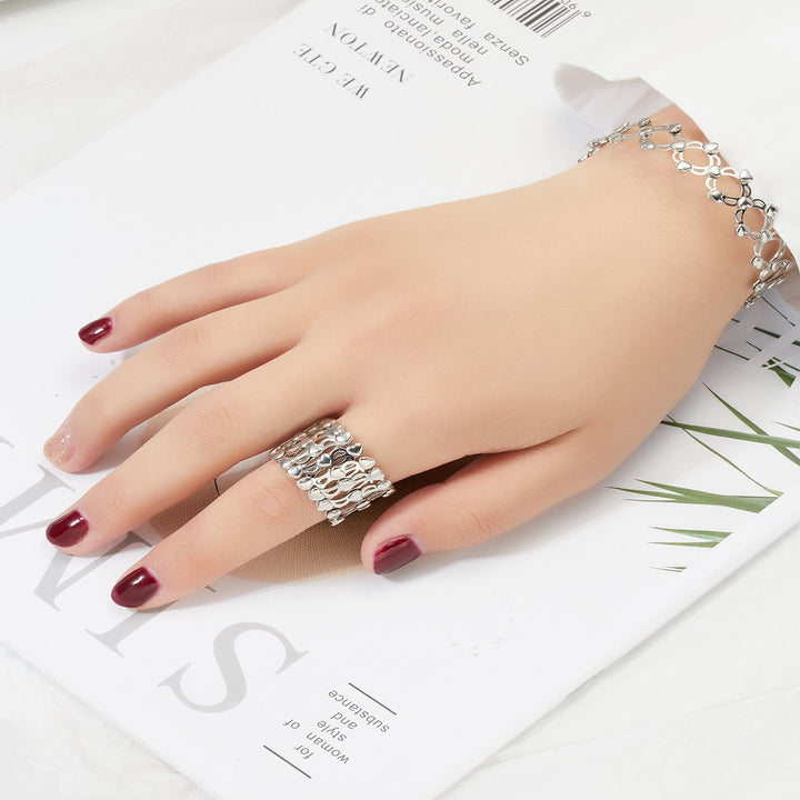 Anello magico convertibile con strass e bracciale pieghevole - image 5