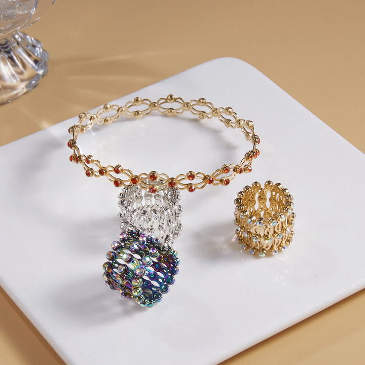Anello magico convertibile con strass e bracciale pieghevole - image 2