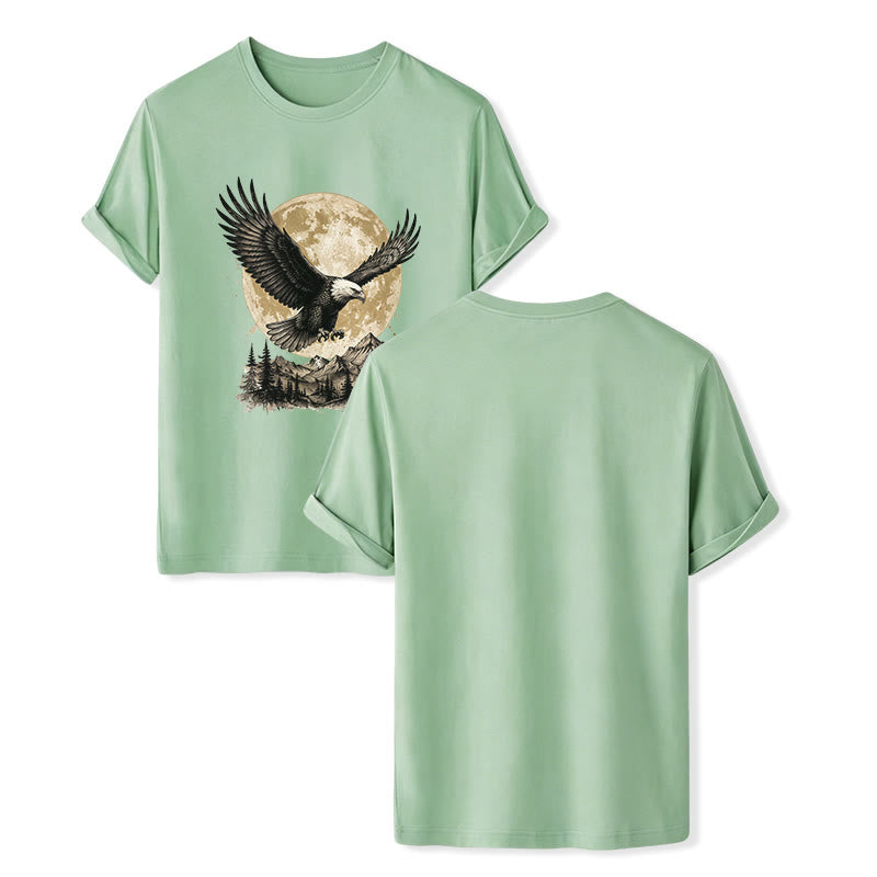 T-shirt western vintage con grafica di aquila calva, luna piena e montagna. - Verde - 2XL - image 10