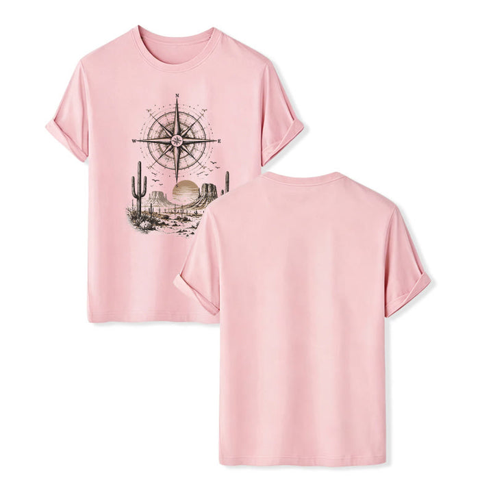 Maglietta con stampa grafica di bussola e cactus del deserto occidentale - Rosa - 2XL - image 7
