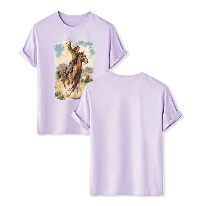 Dipinto a olio vintage con frusta da cowboy e camicia western - Viola - 2XL - image 11