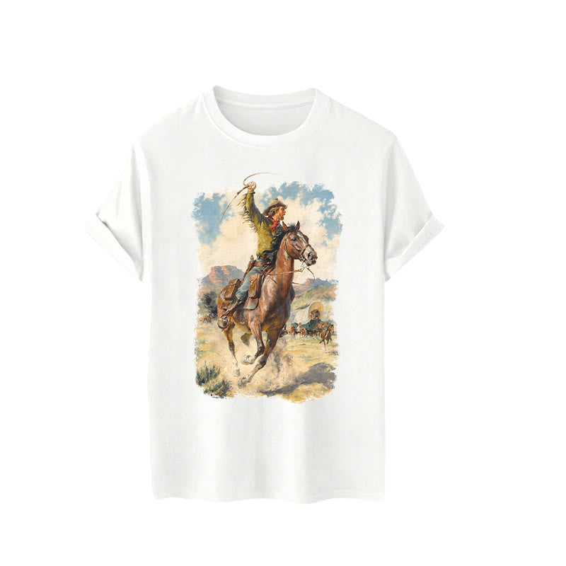 Dipinto a olio vintage con frusta da cowboy e camicia western - image 4