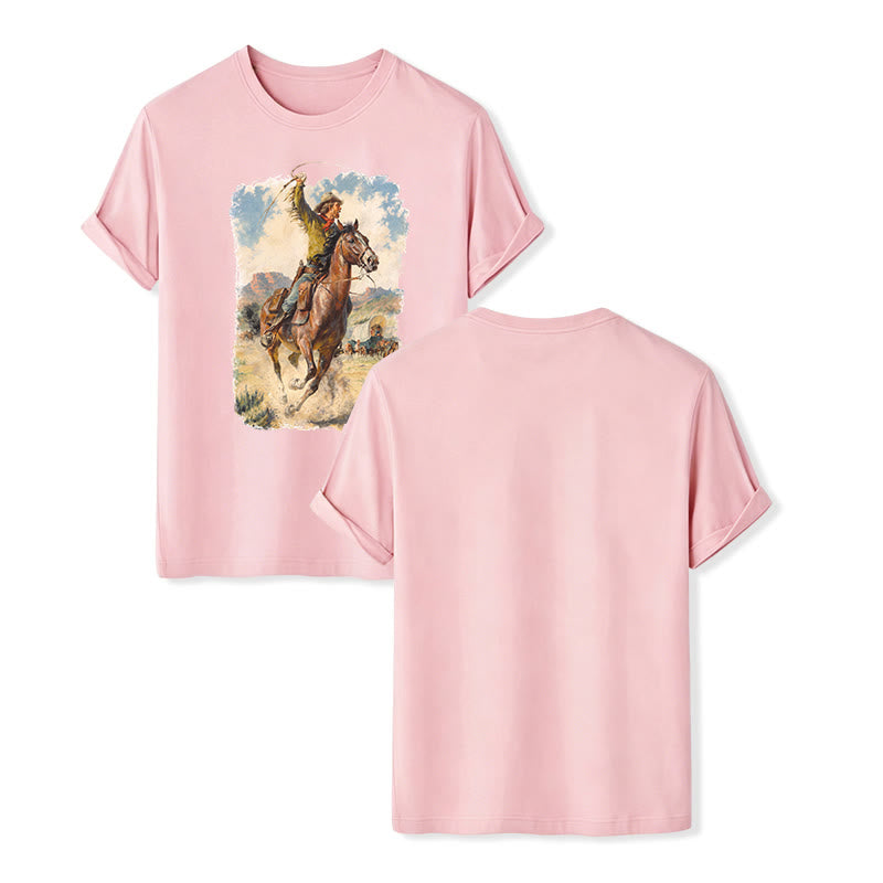Dipinto a olio vintage con frusta da cowboy e camicia western - Rosa - 2XL - image 7