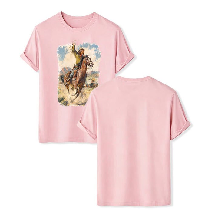 Dipinto a olio vintage con frusta da cowboy e camicia western - Rosa - 2XL - image 7