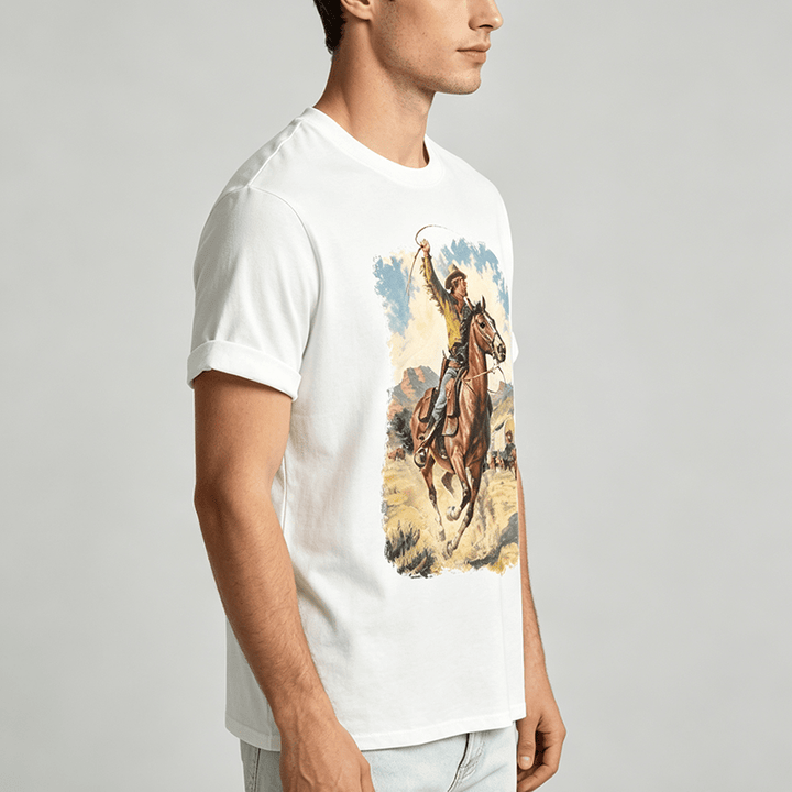 Dipinto a olio vintage con frusta da cowboy e camicia western - image 2