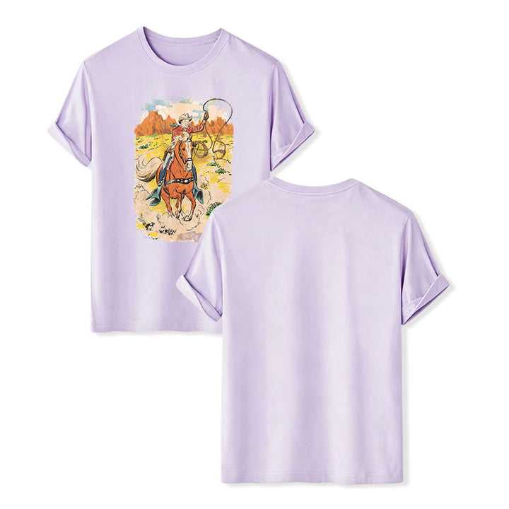 Camicia western da cowboy retrò in stile fumetto con lazo - Viola - 2XL - image 11