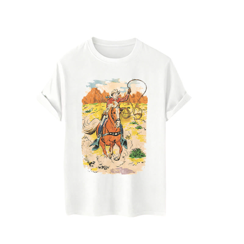 Camicia western da cowboy retrò in stile fumetto con lazo - image 4