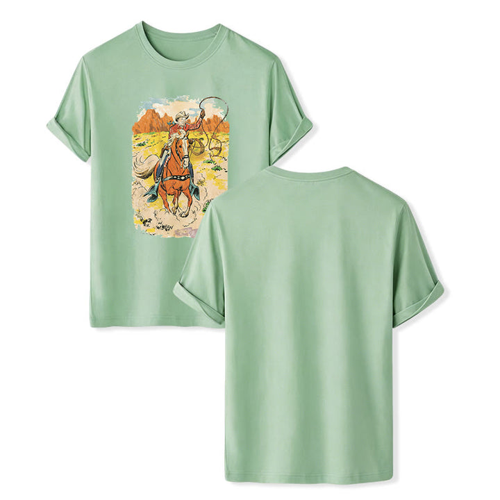 Camicia western da cowboy retrò in stile fumetto con lazo - Verde - 2XL - image 10