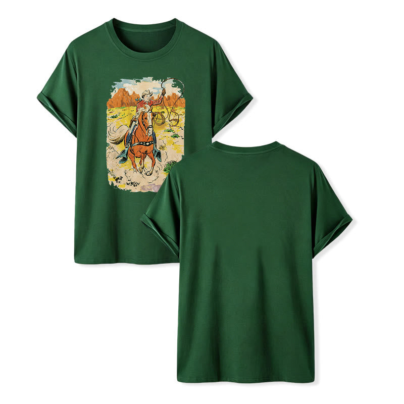Camicia western da cowboy retrò in stile fumetto con lazo - Verde scuro - 2XL - image 13