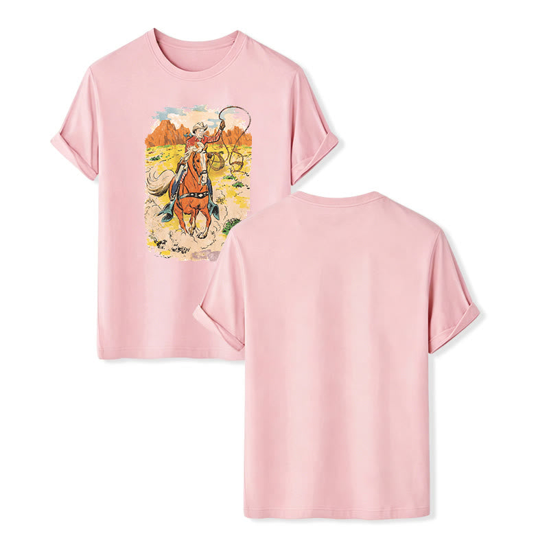 Camicia western da cowboy retrò in stile fumetto con lazo - Rosa - 2XL - image 7