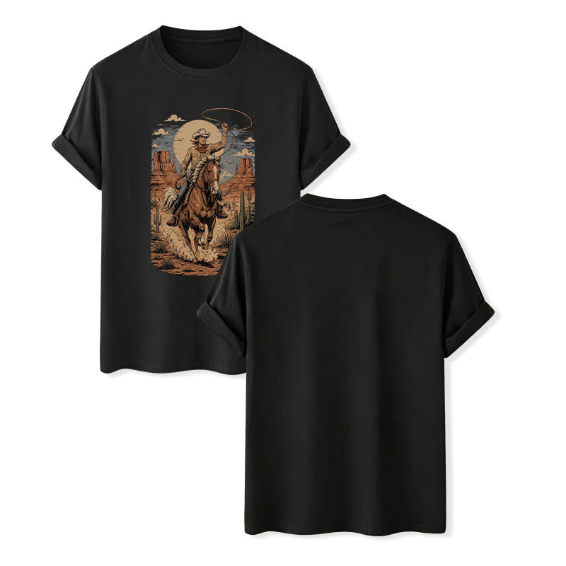 Maglietta con stampa grafica Retro Canyon Cowboy Lasso - Nero - 2XL - image 12