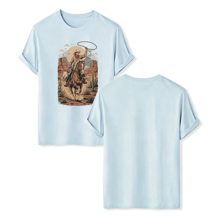 Maglietta con stampa grafica Retro Canyon Cowboy Lasso - Blu - 2XL - image 9