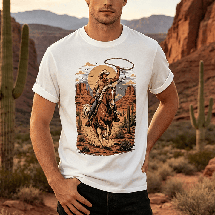 Maglietta con stampa grafica Retro Canyon Cowboy Lasso - image 0