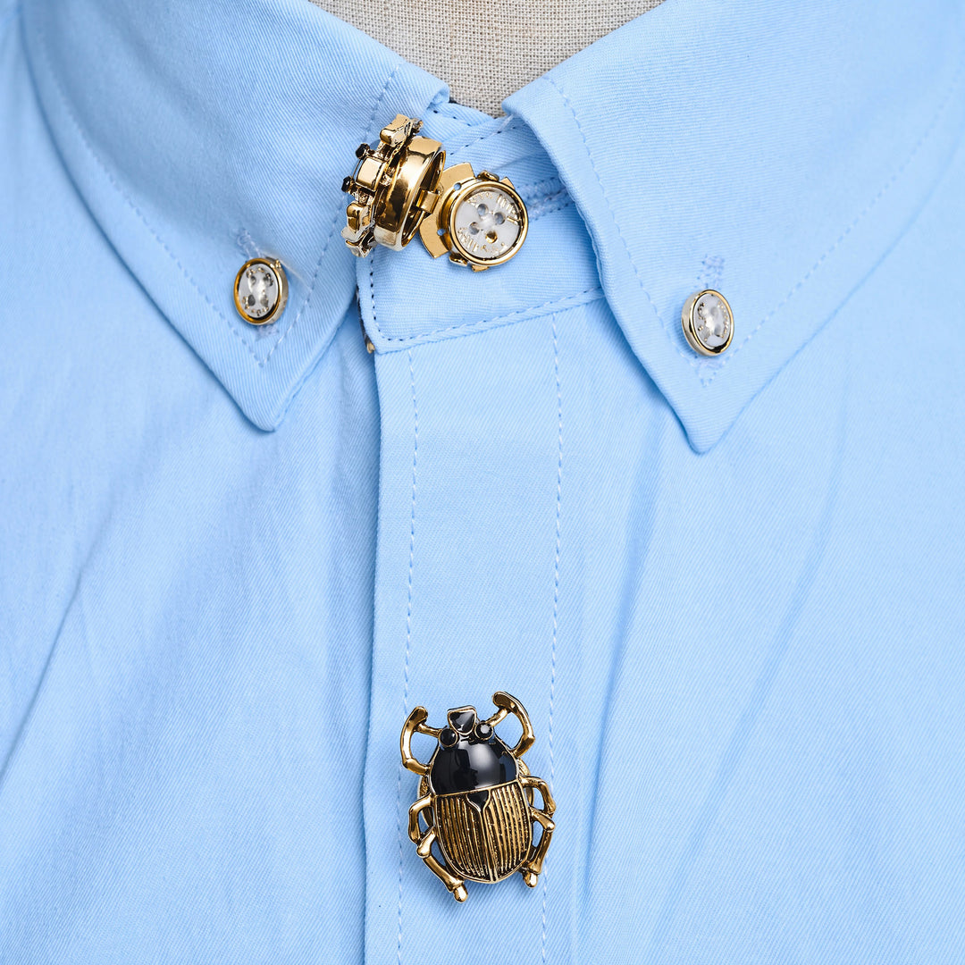 1 paio di copribottoni a scatto con sigillo a forma di scarabeo per camicia. - image 2