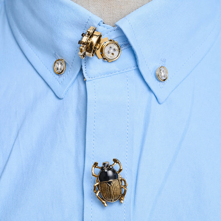 1 paio di copribottoni a scatto con sigillo a forma di scarabeo per camicia. - image 2