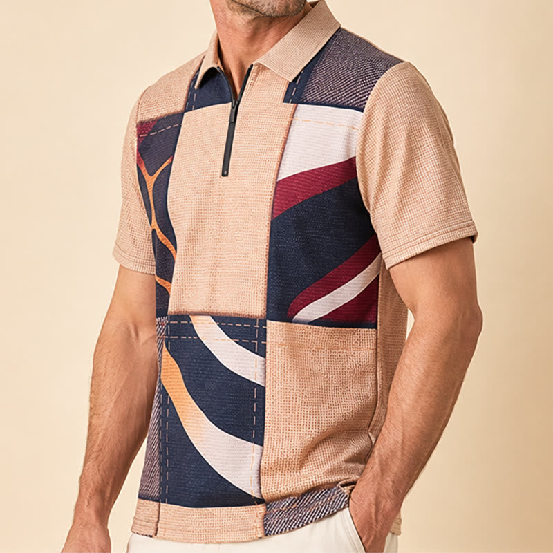 Polo con zip e stampa giraffa nei toni della terra - image 3