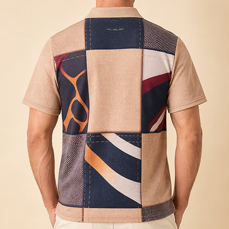 Polo con zip e stampa giraffa nei toni della terra - image 2