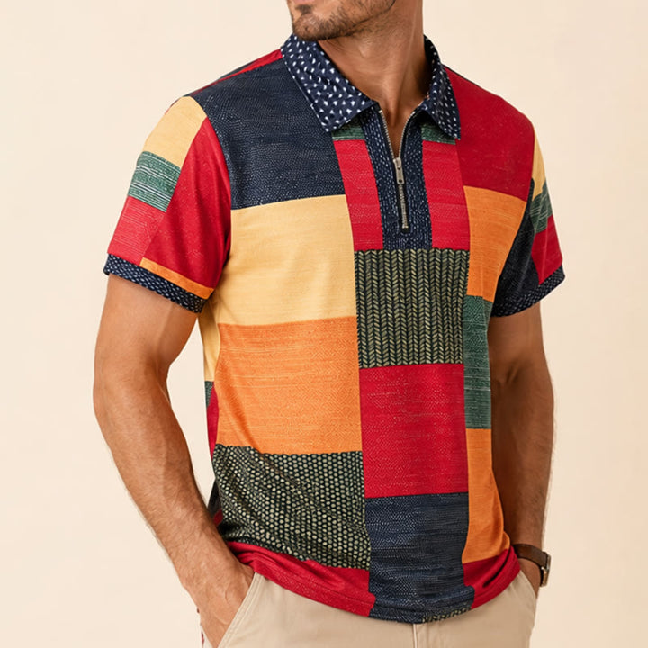 Polo con zip e stampa 3D a contrasto in stile street style - image 3