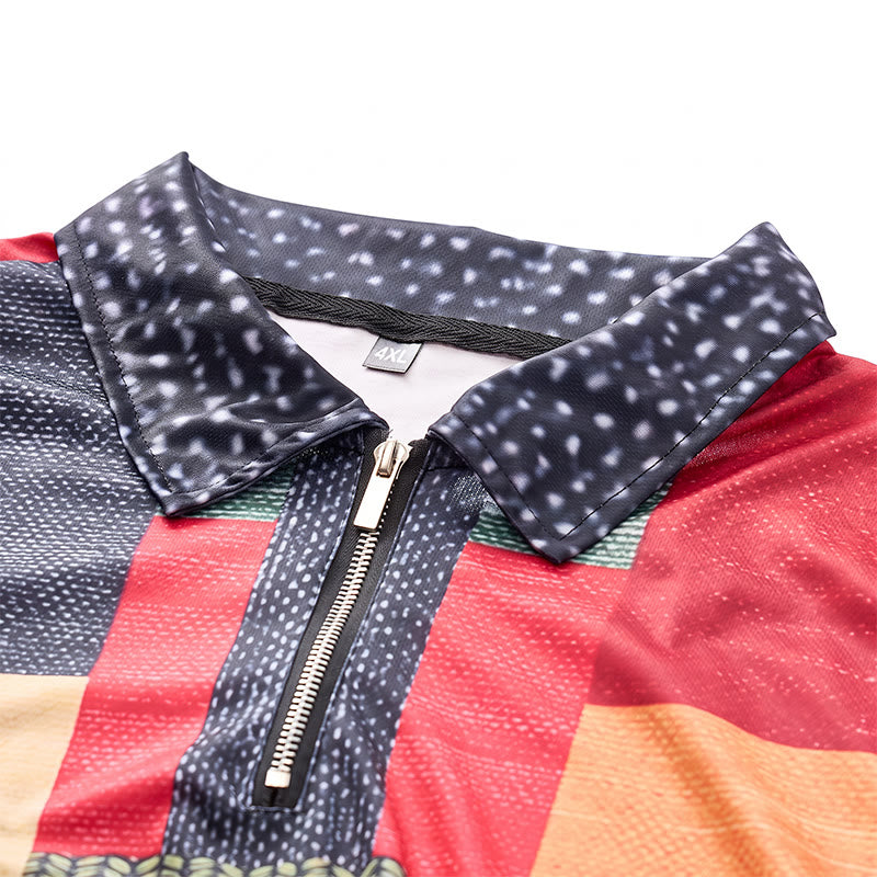 Polo con zip e stampa 3D a contrasto in stile street style - image 4