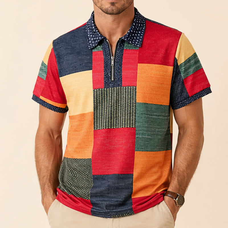 Polo con zip e stampa 3D a contrasto in stile street style - image 1