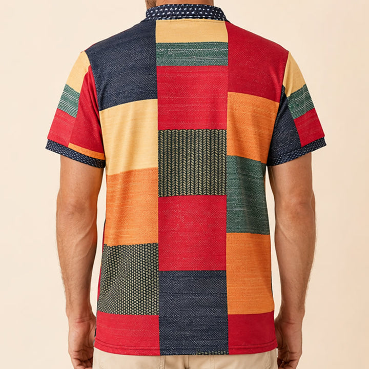Polo con zip e stampa 3D a contrasto in stile street style - image 2