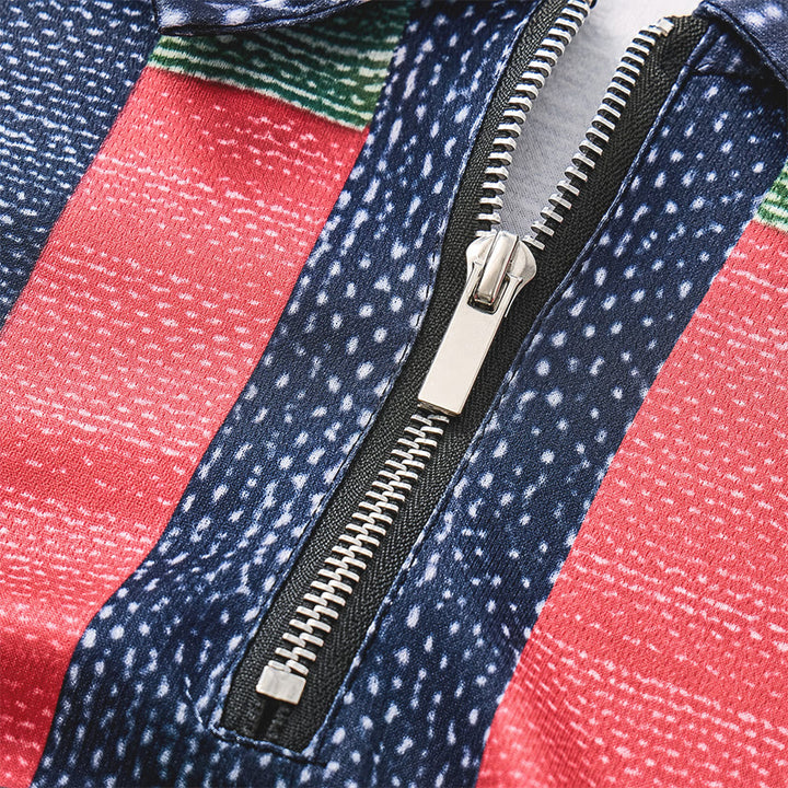 Polo con zip e stampa 3D a contrasto in stile street style - image 5