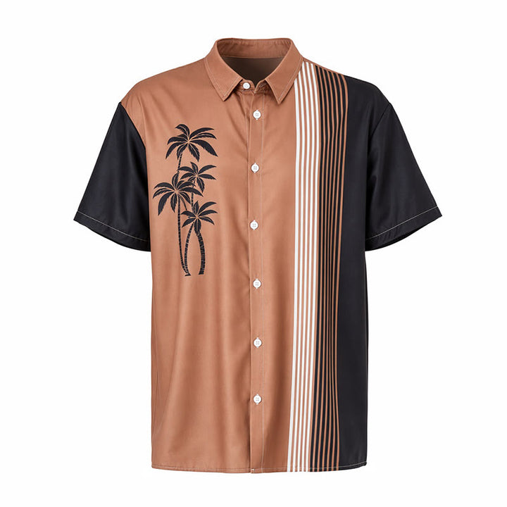 Camicia casual da uomo hawaiana con blocchi di colore e palme - image 9