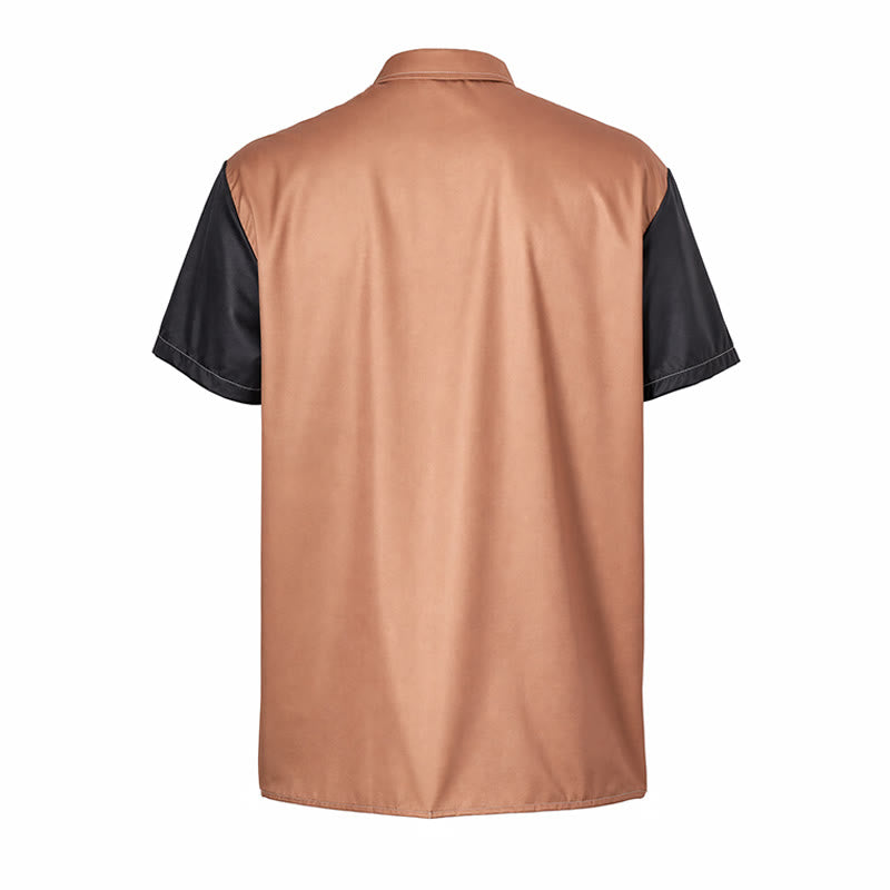 Camicia casual da uomo hawaiana con blocchi di colore e palme - image 10