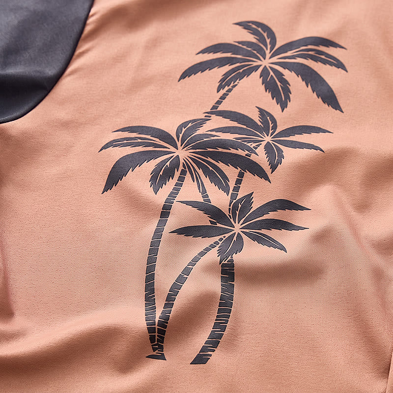 Camicia casual da uomo hawaiana con blocchi di colore e palme - image 5