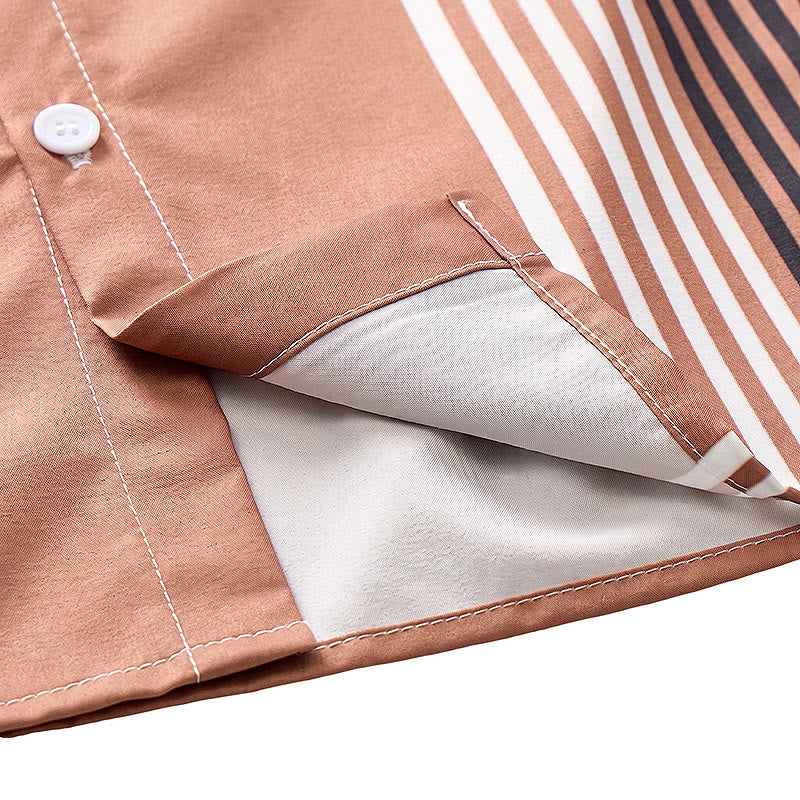 Camicia casual da uomo hawaiana con blocchi di colore e palme - image 7