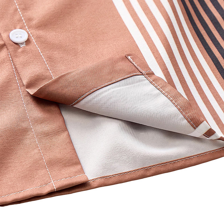 Camicia casual da uomo hawaiana con blocchi di colore e palme - image 7
