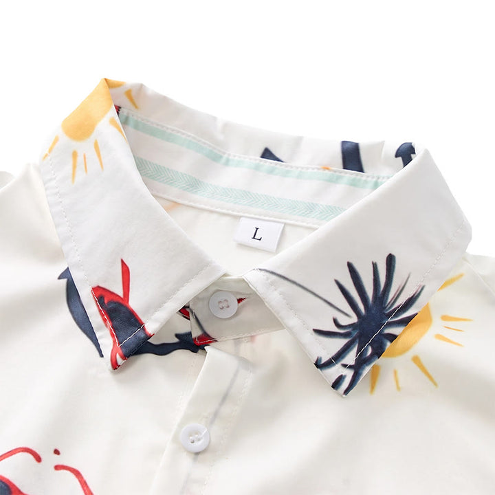 Camicia da uomo a maniche corte estiva hawaiana con stampa a palme e motivo nautico, ideale per cocktail e stile nautico. - image 4