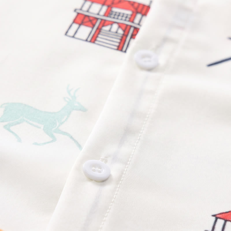 Camicia da uomo a maniche corte estiva hawaiana con stampa a palme e motivo nautico, ideale per cocktail e stile nautico. - image 5