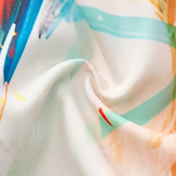 Camicia hawaiana da uomo con stampa graffiti e pappagallo a blocchi di colore. - image 7