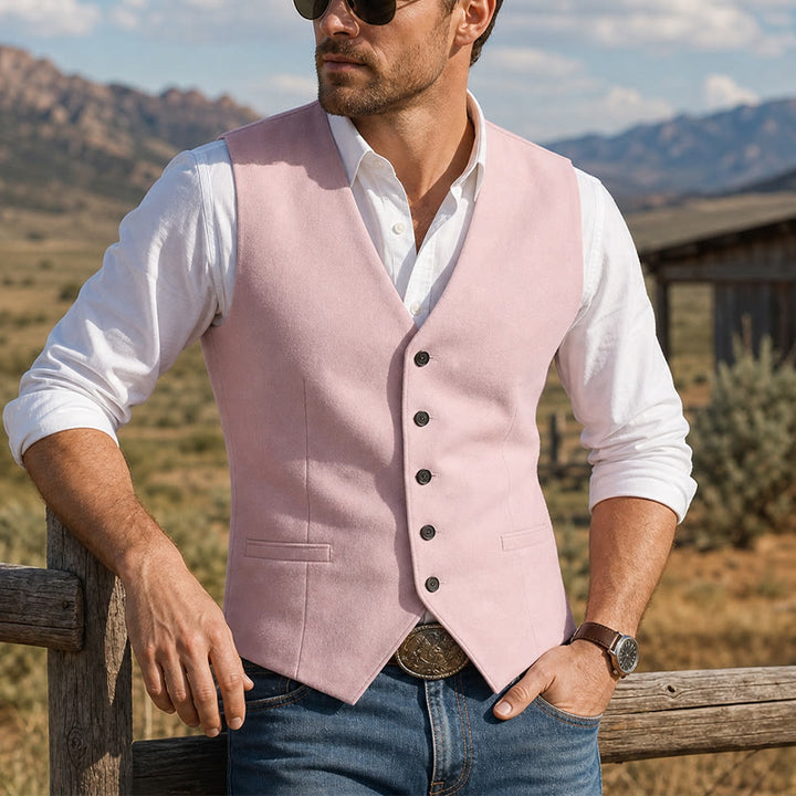 Gilet da cerimonia in lino con scollo a V per testimoni dello sposo, matrimonio in spiaggia - Rosa - 3XL - image 6