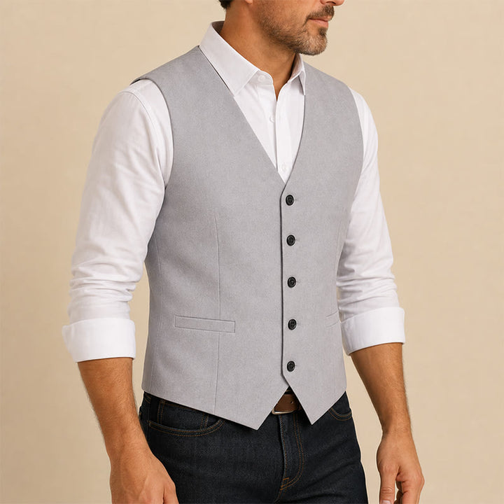 Gilet da cerimonia in lino con scollo a V per testimoni dello sposo, matrimonio in spiaggia - image 3